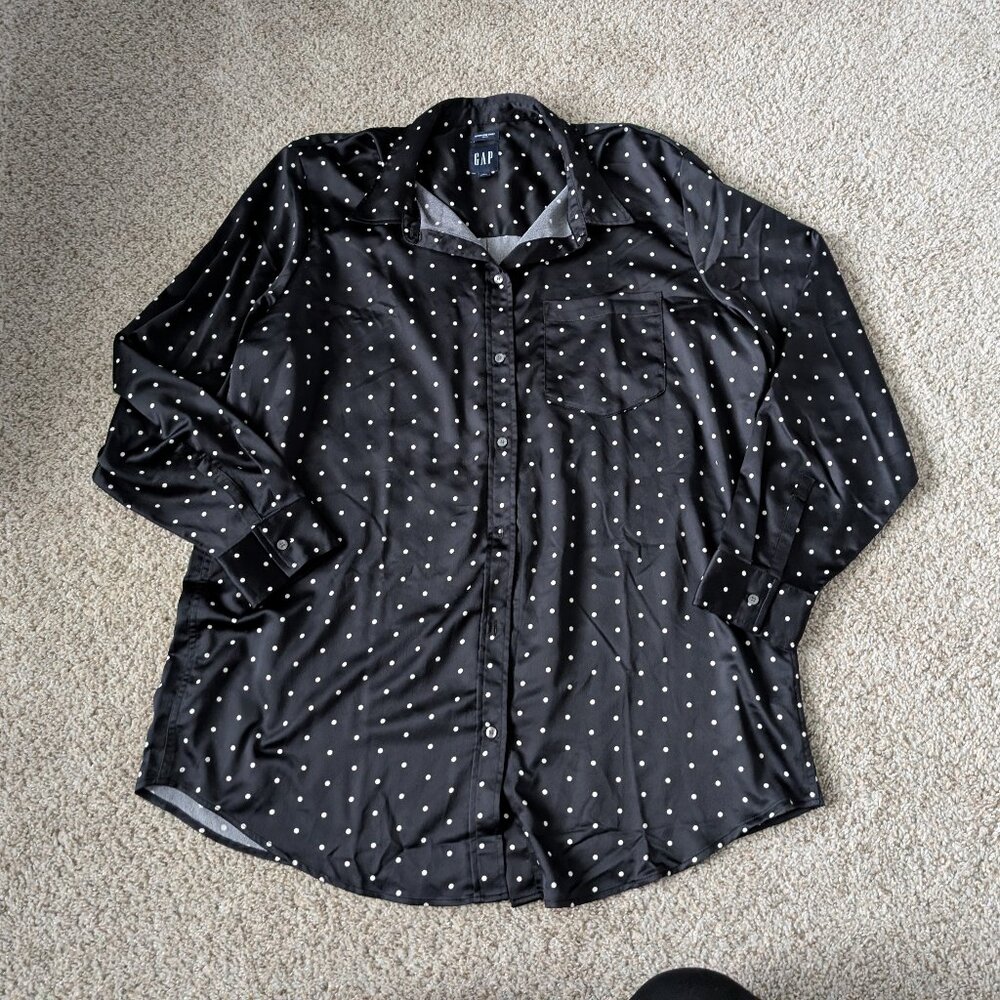 NWOT Black/White satin boyfriend shirt from GAP, XL Tall